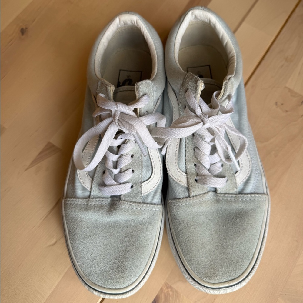 Pale Blue 💙 and white Suede Vans